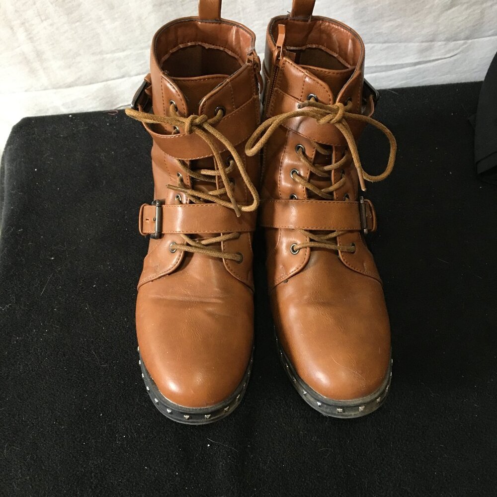 Qupid Lace up Strappy Boots